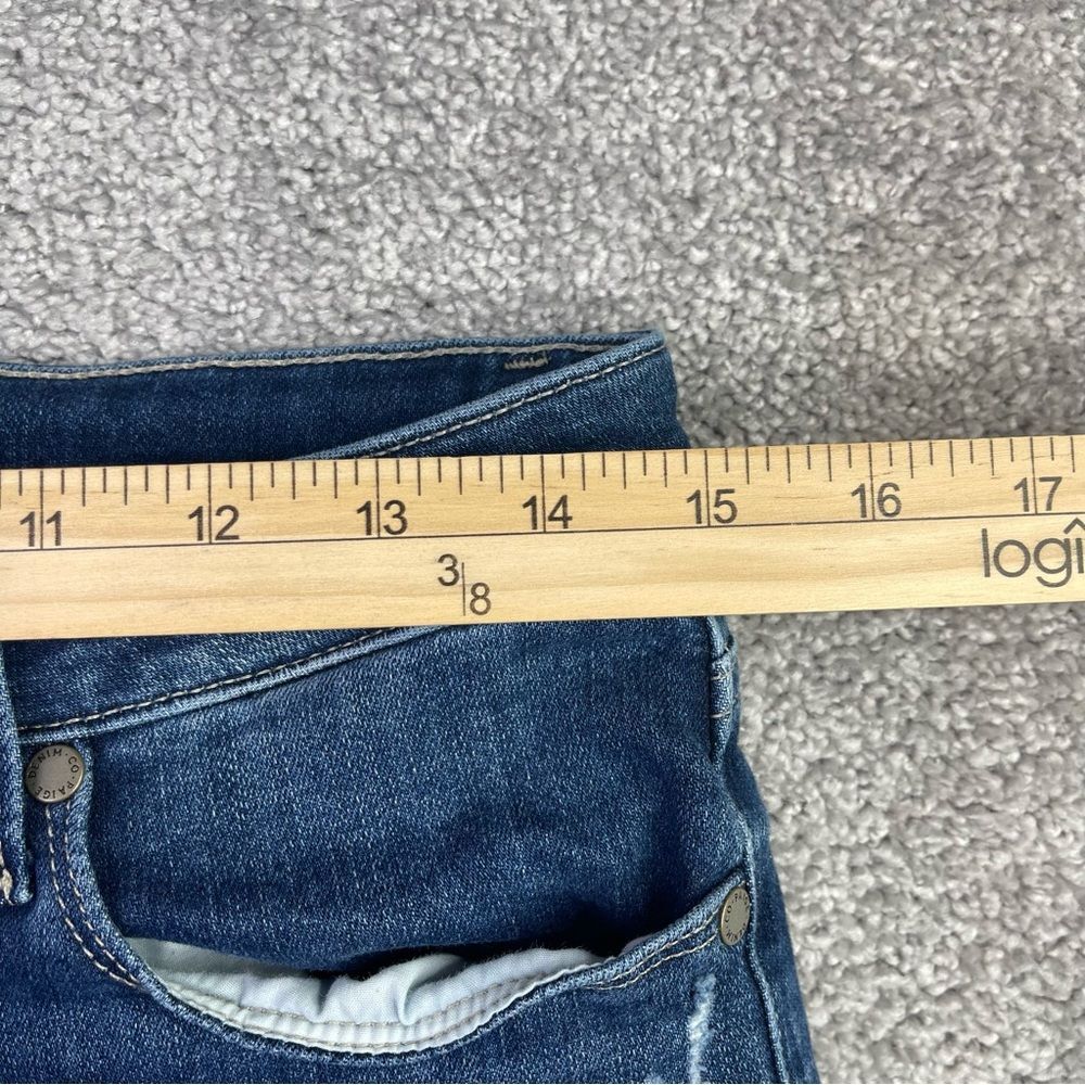Paige Jeans Women's 30 Blue Skinny Mid-Rise Dark Denim Verdugo Ankle Distressed - Picture 11 of 15